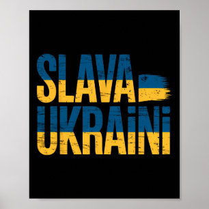 Affiche Gloire à l'Ukraine Couleurs du drapeau ukrainien D