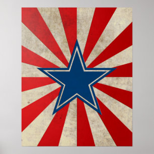 Affiche Gloire vieillissante - Rouge, Blanc et Bleu Étoile