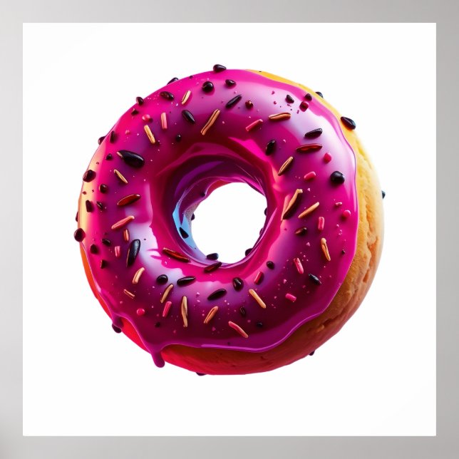 Affiche Glossy Pink Donut with Dark Sprinkles (Devant)