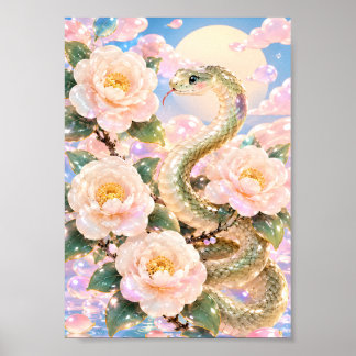 Affiche Glossy Snake Floral Art
