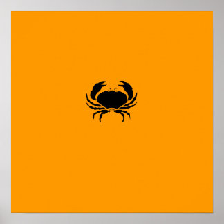Affiche Glow océanique_Crabe noir sur orange