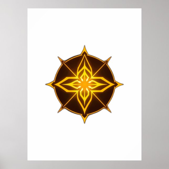 Affiche Glowing Golden Compass Rose on Dark Circle (Devant)