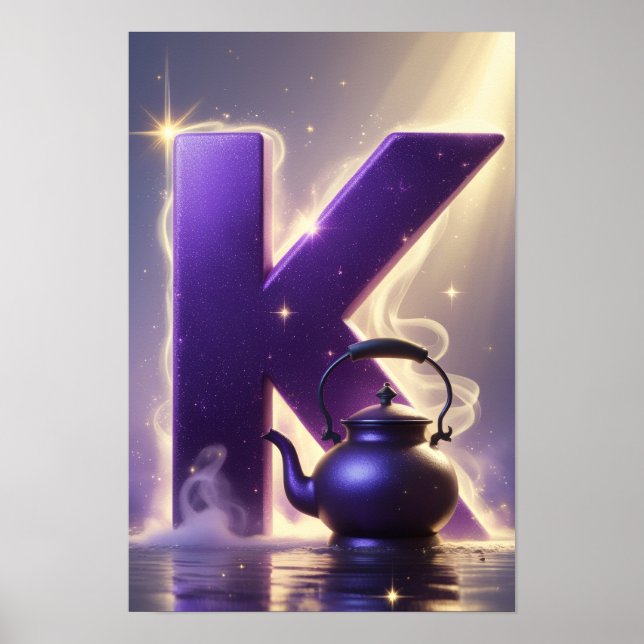 Affiche Glowing Letter K Halloween Wall Art for Kids Room (Devant)