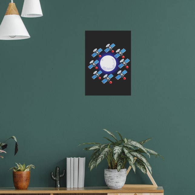 Affiche Glowing Moon Orb with Satellite Ring | Cosmic (Salon 1)