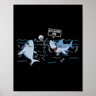Affiche Gluten Free Shark Cadeau Maladie coeliaque