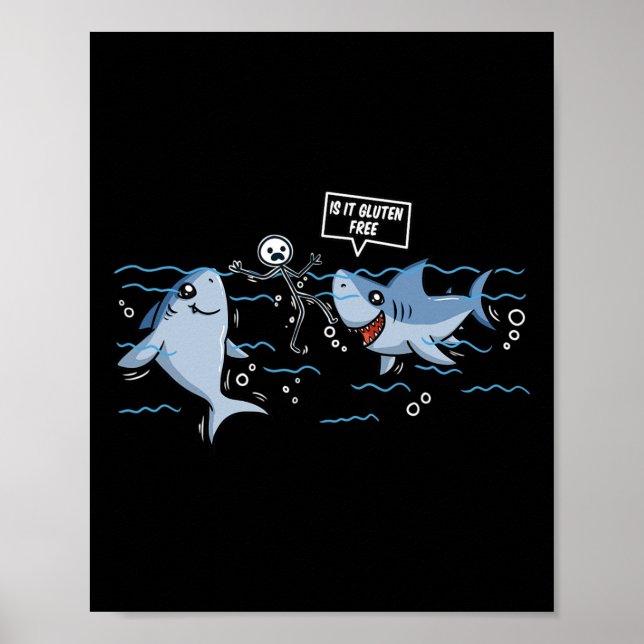Affiche Gluten Free Shark Cadeau Maladie coeliaque (Devant)