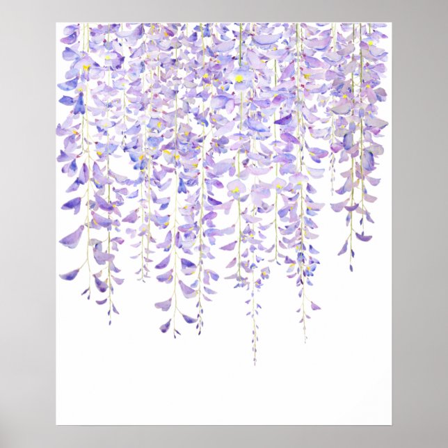 Affiche glycine violette en aquarelle fleurie 2021 (Devant)