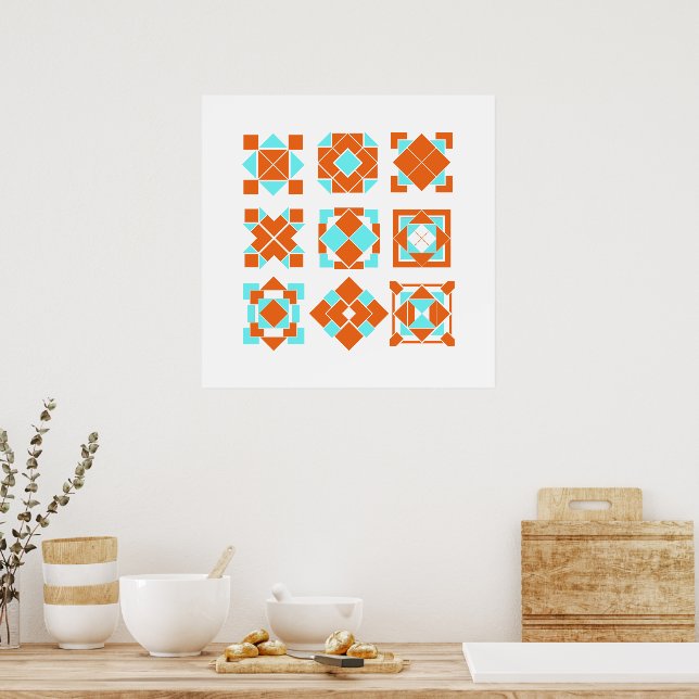 Affiche Glyphes cubes (Cuisine)