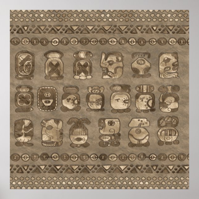 Affiche glyphes du mois calendrier maya (Devant)