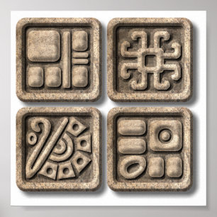 Affiche Glyphes maya