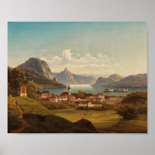 Affiche Gmunden mit Schloss Ort   Johann Wilhelm Jankowsky