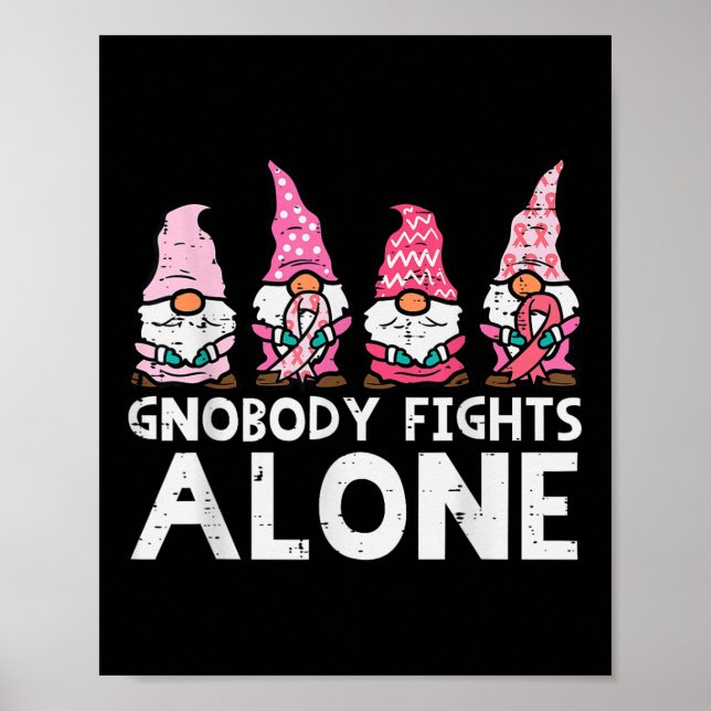 Affiche Gno combat seul Gnomes drôle Cancer du sein Mainte (Devant)