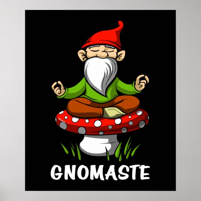 Affiche Gnomaste Zen Yoga Jardin Méditation Gnome (Devant)