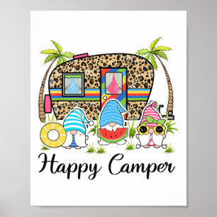 Affiche Gnome de camping-car de léopard Camping heureux d'