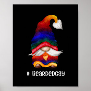 Affiche Gnome de cœur arc-en-ciel masculin avec barbe Bear