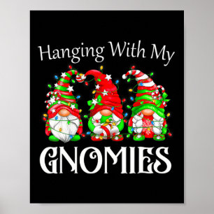 Affiche Gnome De Noël Amusant Accroché Avec Ma Famille Gno