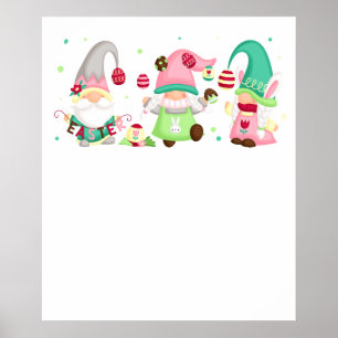 Affiche gnome de Pâques, rétro, vintage