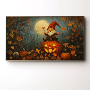 Affiche Gnome Fantaisiste sur une Citrouille de Jack O' La