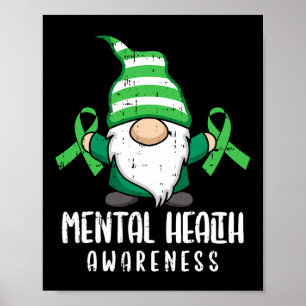 Affiche Gnome Green Ribbon Mentale Guerrier de sensibilisa