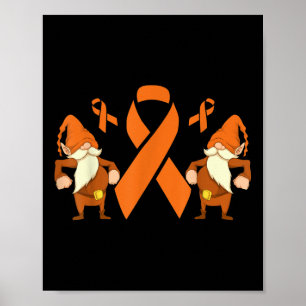 Affiche Gnome Guerrier du Cancer Ruban Orange Sensibilisat