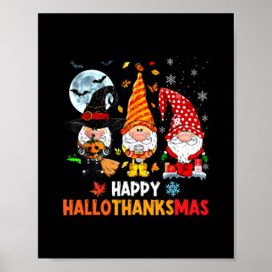 Affiche Gnome Hallothanksmas Halloween Action de grâce Chr