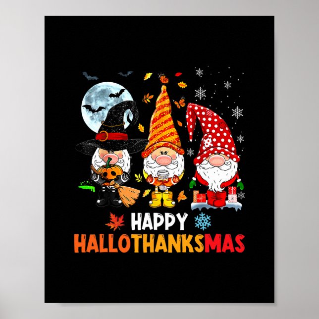 Affiche Gnome Hallothanksmas Halloween Action de grâce Chr (Devant)