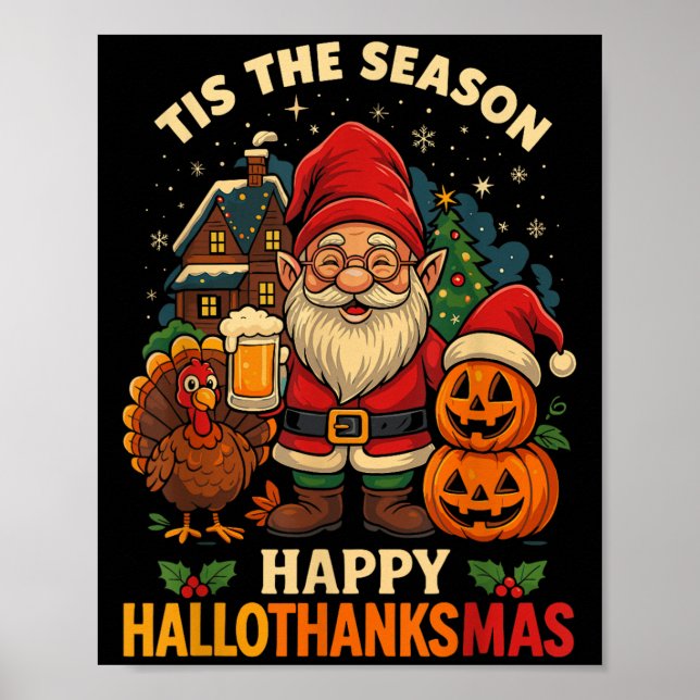 Affiche Gnome Hallothanksmas jupe Halloween Thanksg (Devant)