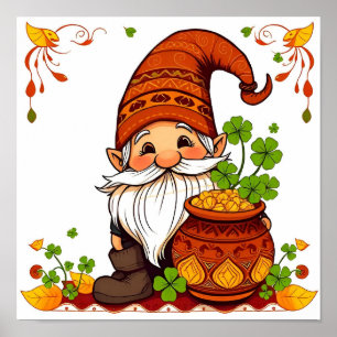 Affiche Gnome Joyeux jour de la Saint-Patrick Shamrock