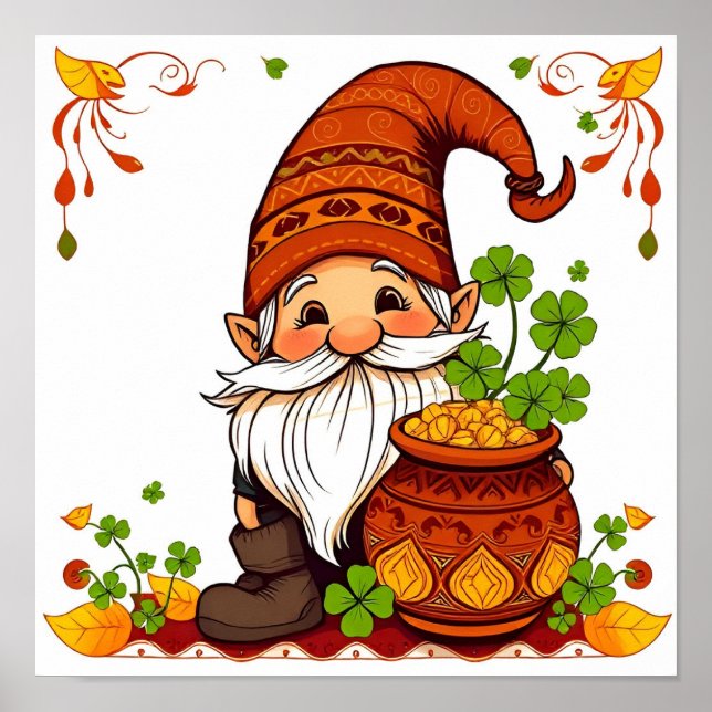 Affiche  Gnome Joyeux jour de la Saint-Patrick Shamrock (Devant)
