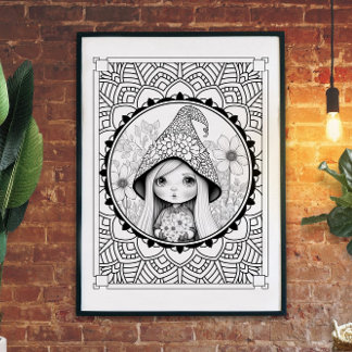 Affiche Gnome May Flower Mandala Adult Coloration