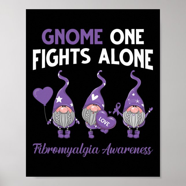 Affiche Gnome One combat seul Fibromyalgie Sensibilisation (Devant)