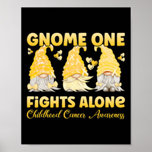 Affiche Gnome One combat seul Gold Chilhood Cancer Aware