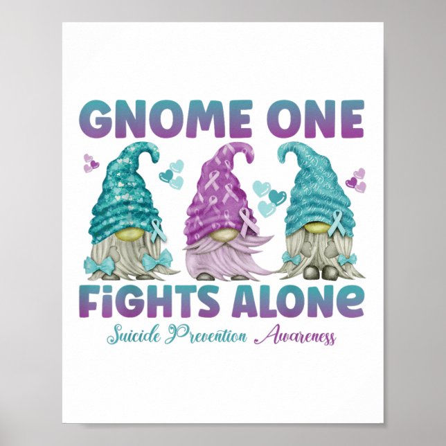 Affiche Gnome One Fights Alone Suicide Prevention Awarenes (Devant)