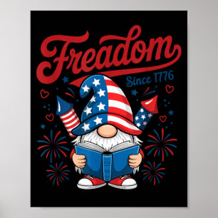 Affiche Gnome Patriotique Américain 1776 Feu d'Artifice de