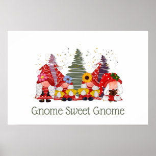 Affiche Gnome Rouge Vert Elfe Gnome Gnome Sucré