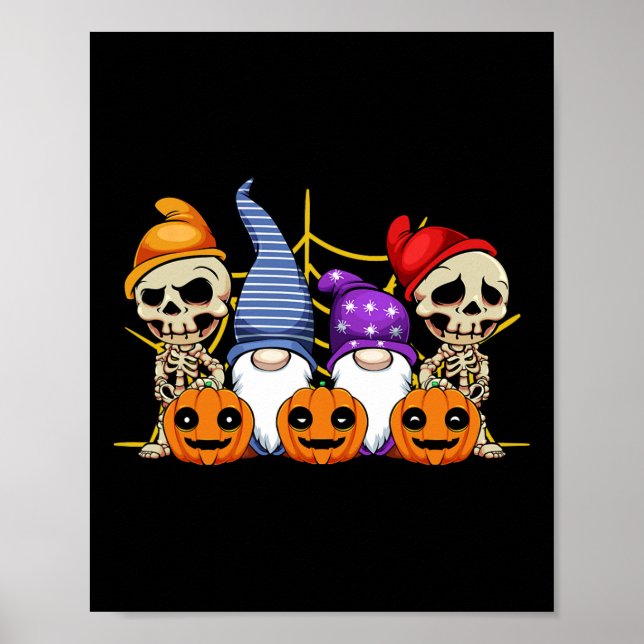 Affiche Gnome Squelette Lazy Costume d'Halloween Cute Citr (Devant)