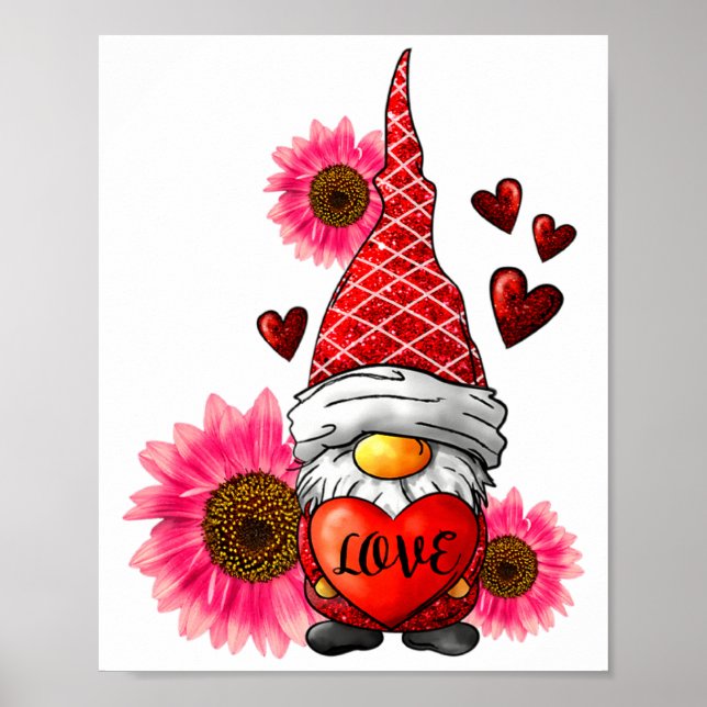 Affiche Gnome Valentines Day Cute Gnome Heart Leopard Sunf (Devant)