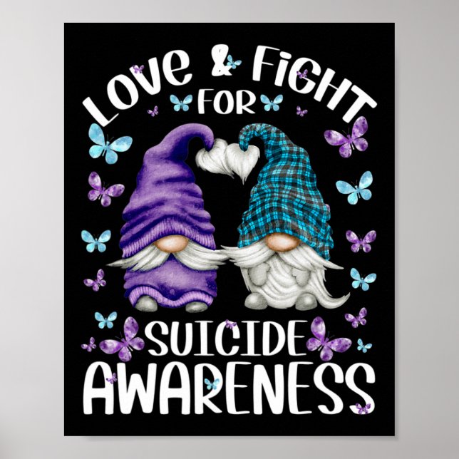 Affiche Gnome Violet Avec Mignonne Motif Papillon Suicide  (Devant)