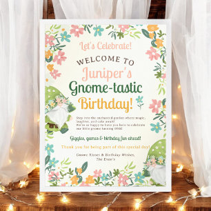 Affiche Gnome Whimsical mignon Premier anniversaire Bienve