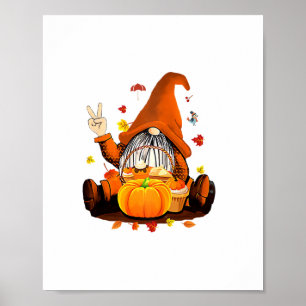 Affiche Gnomes Automne Mignonne Halloween Thanksgiving Lon