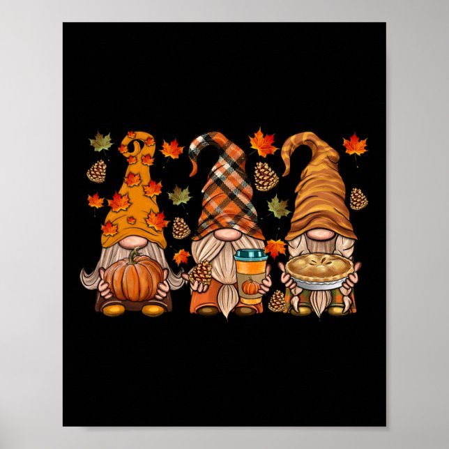 Affiche Gnomes Citrouille Spice Coffee Latte Automne autom (Devant)