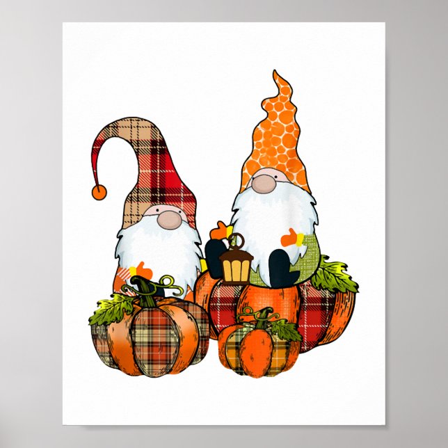 Affiche Gnomes citrouilles Automne automne mignon Hallowee (Devant)