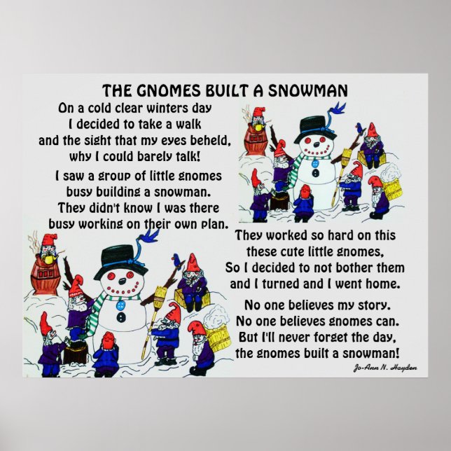 AFFICHE GNOMES CONSTRUIRE SNOWMAN (Devant)