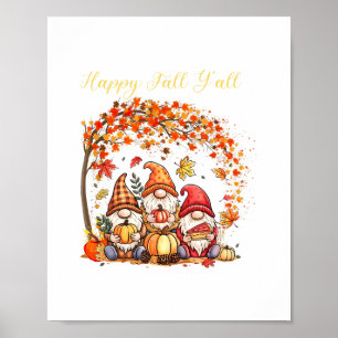 Affiche Gnomes d'automne Heureux automne à tous Feuilles d