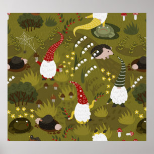 Affiche Gnomes de jardin : Faune de flore humoristique.