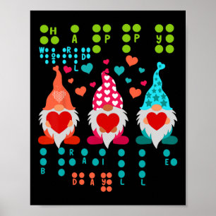 Affiche Gnomes de la Saint-Valentin Braille Amour – Cœur M