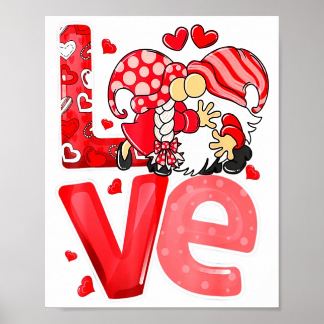 Affiche Gnomes de la Saint-Valentin tenant des coeurs Amus (Devant)