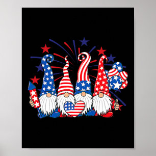 Affiche Gnomes du 4 juillet Drapeau américain patriotique 