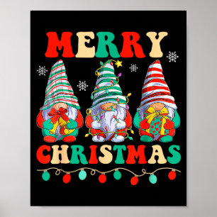 Affiche Gnomes Famille Joyeux Noël Xmas Pyjama Mignon 