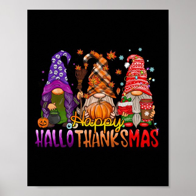 Affiche Gnomes Hallothanksmas Halloween Thanksgiving (Devant)